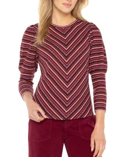 3/4 Juliette Sleeve Crew Neck Knit Top W/ Miter