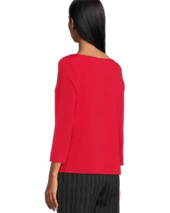 3/4 Sleeve Draped Neck Knit Top