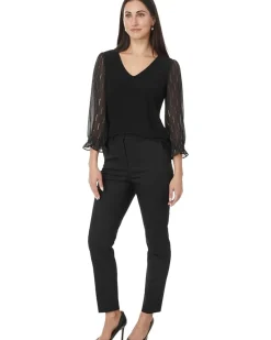 3/4 Sleeve Mixed Media Knit Top