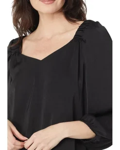 3/4 Sleeve Ruch Shoulder V-Neck Rumple