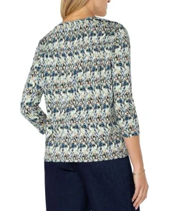 3/4 Sleeve Shirred Detail Knit Top