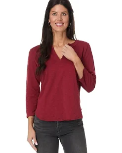 3/4 Sleeve Split Neck Mandarin Tee