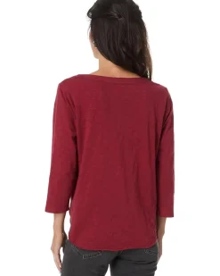 3/4 Sleeve Split Neck Mandarin Tee