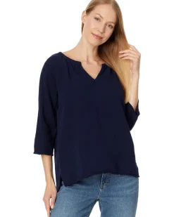 3/4 Sleeve Split Neck Top