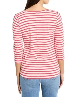 3/4 Sleeve Stripe Boat Tee