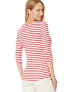 3/4 Sleeve Stripe Boat Tee