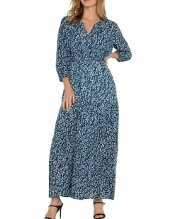 3/4 Sleeve Tiered Woven Maxi Dress