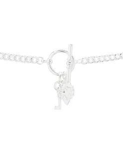 18" Small Curb Chain w/Medallion & Key Charms Necklace