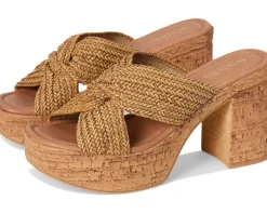 Adorned Raffia Platform Slide