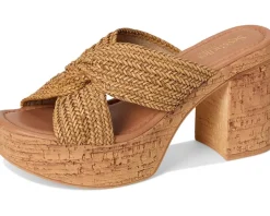 Adorned Raffia Platform Slide