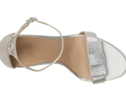 Allie Bow-Trim Satin Sandals