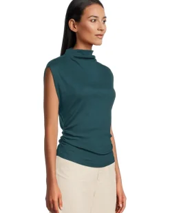 Amara Mock Neck Power Shoulder Top