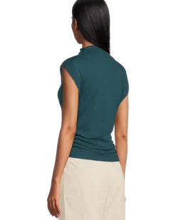 Amara Mock Neck Power Shoulder Top