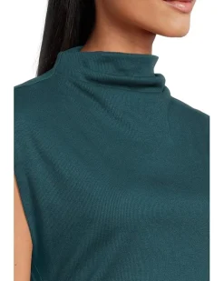 Amara Mock Neck Power Shoulder Top