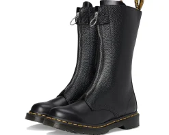 1B99 Front Zip Leather Mid Calf Boots