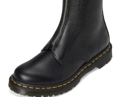 1B99 Front Zip Leather Mid Calf Boots