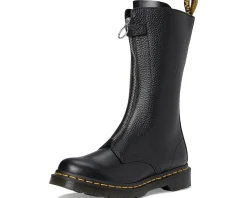 1B99 Front Zip Leather Mid Calf Boots