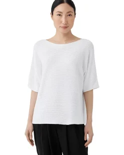 Bateau Neck Elbow Sleeve Pullover