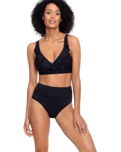 Beach Club Solid Ruffle Underwire Bra Top