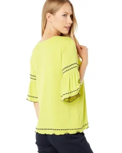 Bell Sleeve Embroidered Knit