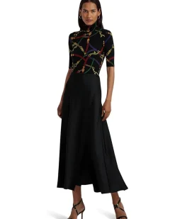 Belting-Print Stretch Jersey Turtleneck