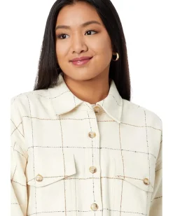Bouclé Oversized Shirt-Jacket in Windowpane