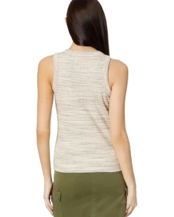 Brightside Rib Cutaway Crop Tank in Marled Space-Dye