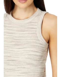 Brightside Rib Cutaway Crop Tank in Marled Space-Dye