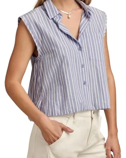 Bubble Hem Sleeveless Button Down