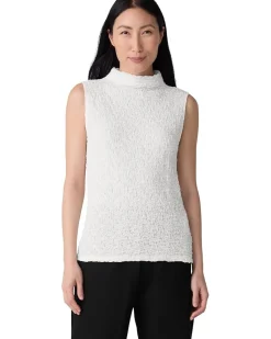 Bubble Jacquard Funnel Neck Slim Tank