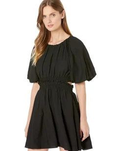 Bubble Sleeve Back Cutout Mini Dress