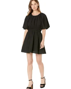 Bubble Sleeve Back Cutout Mini Dress