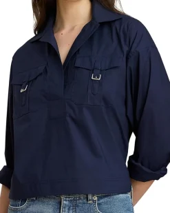 Buckle-Trim Cotton-Blend Shirt