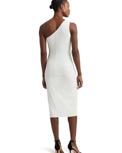 Buckle-Trim One-Shoulder Cocktail Dress