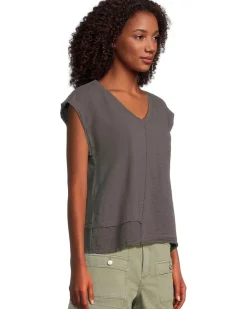 Cap Dolman Sleeve Mix Media Top