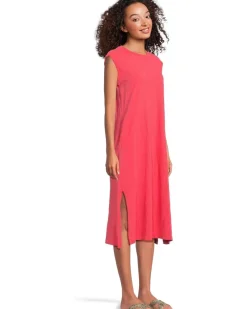 Cap Sleeve Column Dress with Side Slits