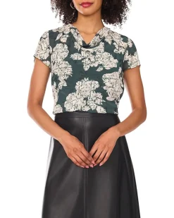 Cap Sleeve Cowl Front Blouse