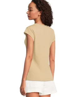 Cap Sleeve Crew Neck Slim Tee