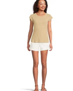 Cap Sleeve Crew Neck Slim Tee