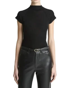 Cap Sleeve Raglan Mock Neck