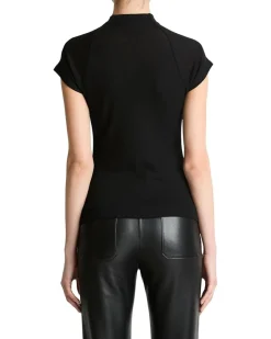 Cap Sleeve Raglan Mock Neck