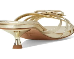 Carolina Metallic Leather Kitten Heel Sandals