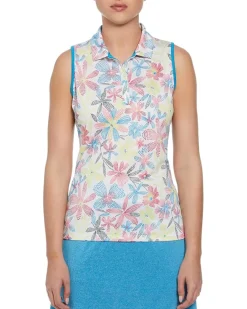 Chevron Floral Sleeveless Polo