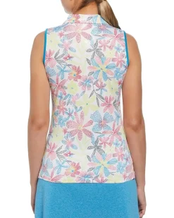 Chevron Floral Sleeveless Polo