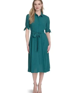 Chiffon Short Sleeve Shirt Dress