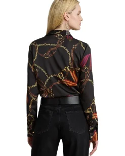 Classic Fit Belting-Print Satin Shirt