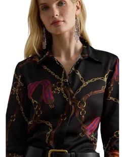 Classic Fit Belting-Print Satin Shirt
