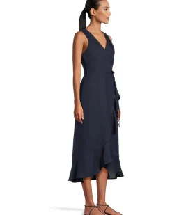 Coastalina Sleeveless Wrap Midi Dress