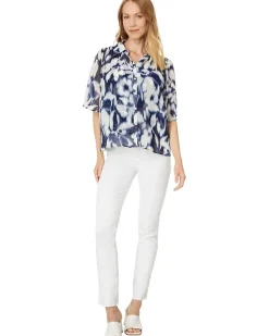 Collard Short Slv Blouse W Shirt