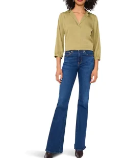 Collared V-Neck Long Sleeve Blouse